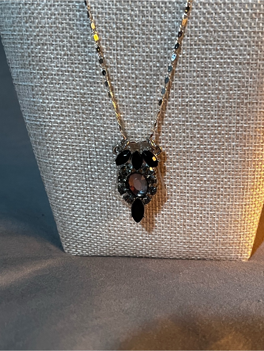 Sterling Silver Chain with Elegant Black Turtle Crystal Pendant Necklace